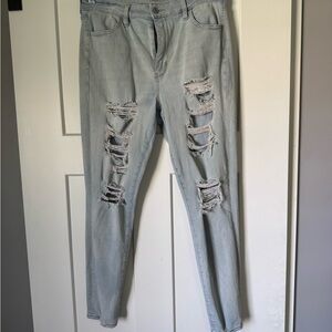 American Eagle Distressed Light Blue Women's Jeans 14 Long